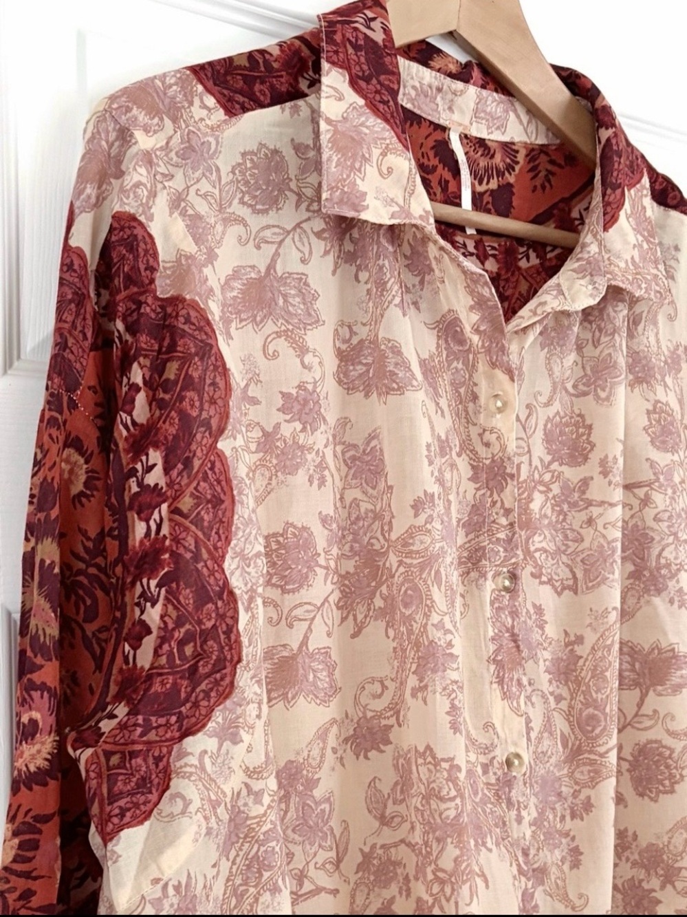 Free People Rose Bud Blouse Size L - Picture 4 of 5